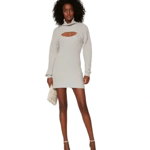 RtA Shrug Turtleneck Sweater Jady Gray L - Picture 13 of 13